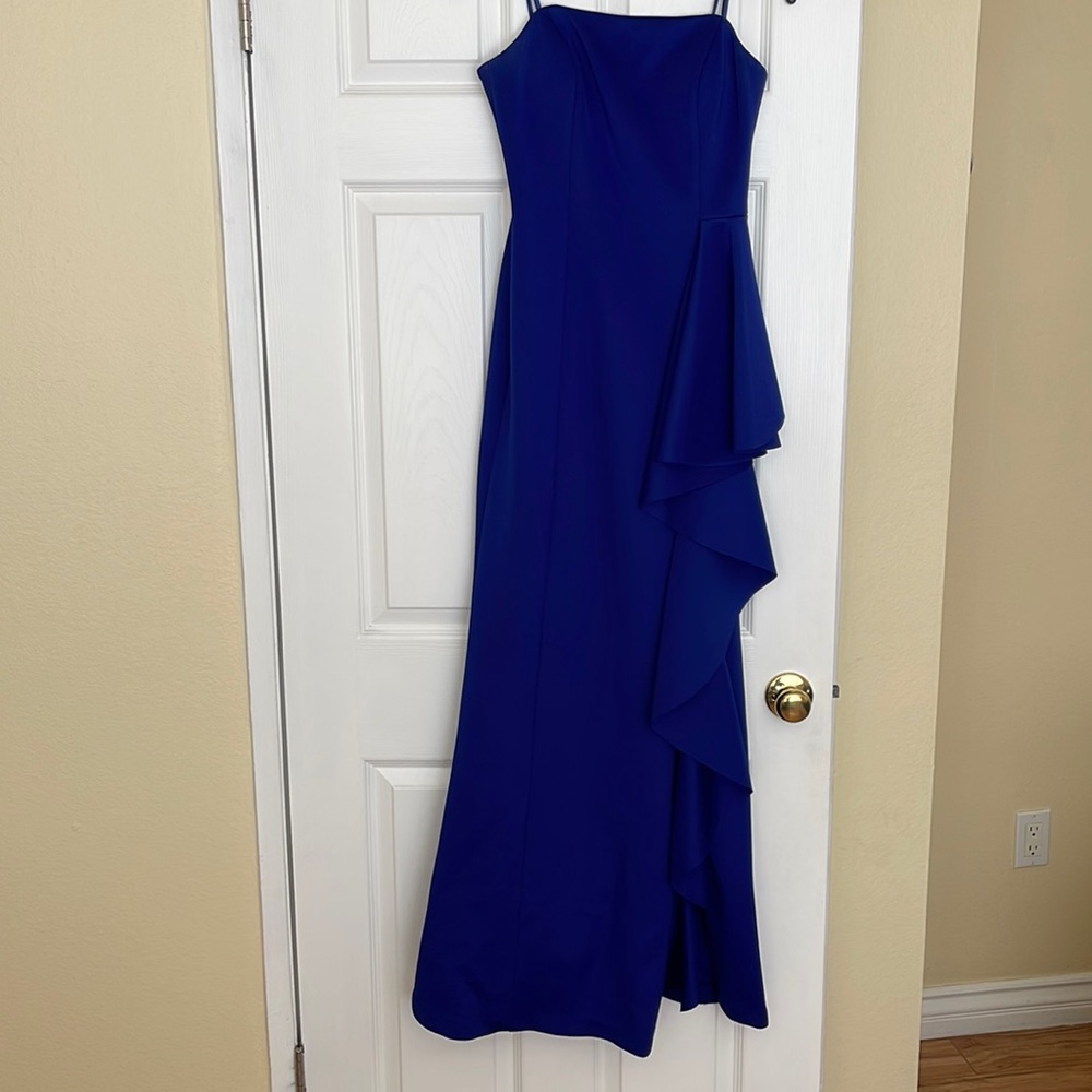 Eliza J royal blue strapless gown